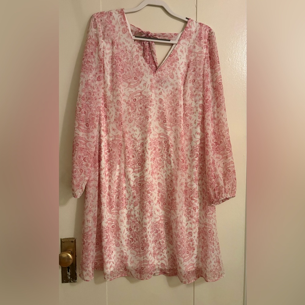 INC International Concepts Pink Floral Long Sleeve Dress